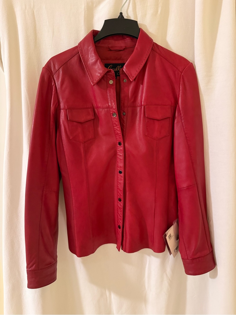 Scully Red Leather Snap-Front Shirt Jacket